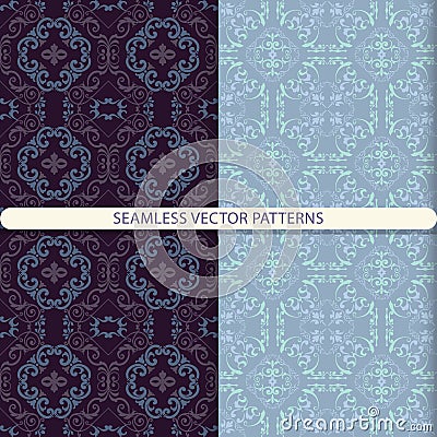 Seamless vector abstract patterns with ornamental pattern. Oriental pattern. Arabic pattern. Damask pattern. Print for tiles. Prin Stock Photo