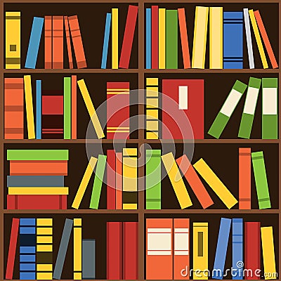 Bookshelves seamless vector background Vector Illustration