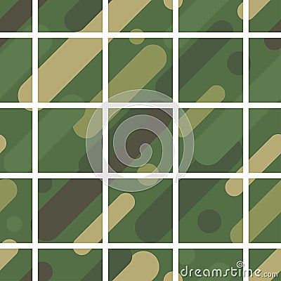 Seamless vector background with camouflage pattern. The military colors. Green-olive range of colors. Vector Illustration