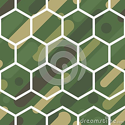 Seamless vector background with camouflage pattern. The military colors. Green-olive range of colors. Vector Illustration