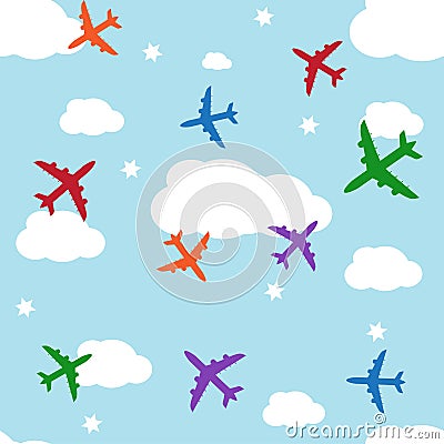 Seamless vector background with jets Vector Illustration