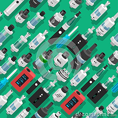 Seamless vector background vaping atomizer electronic cigarette Vector Illustration