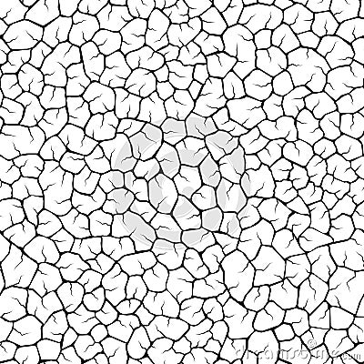 Seamless vector black and white texture of cracks Vector Illustration