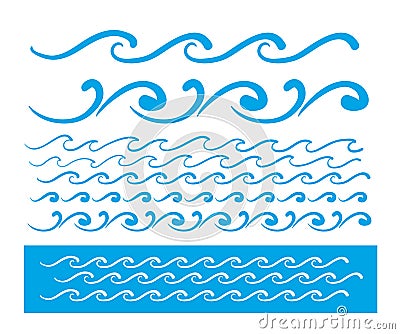Seamless vector blue wave line pattern Vector Illustration