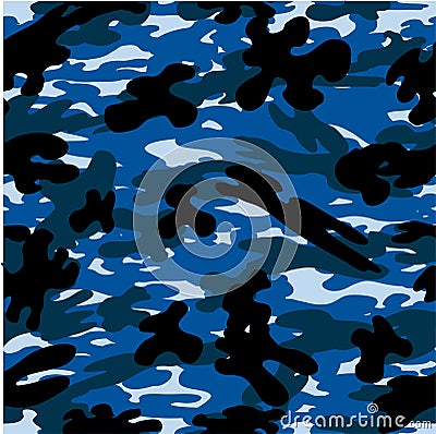 Seamless vector, camouflage ameria blue army Vector Illustration