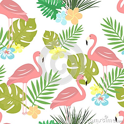 Seamless vector cartoon doodle pattern. Exotic tropical texture for printing, web design, poster template. Collection of Vector Illustration