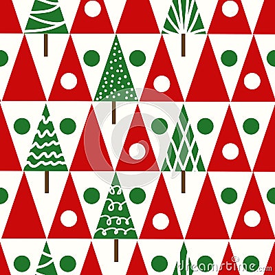 Seamless vector christmas pattern christmas trees winter geomet Vector Illustration