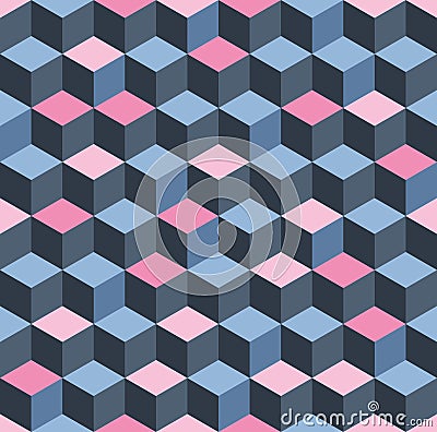 Seamless vector cube pattern - modern hexagonal cuboid design Vector Illustration