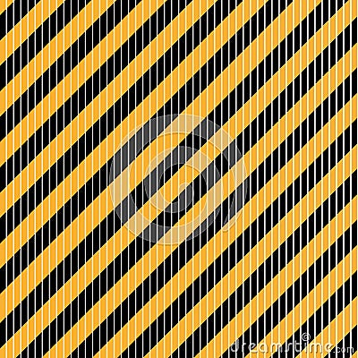 Seamless vector diagonal black and white stripes on yellow background. Vector Illustration