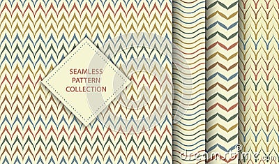 Seamless vector ethnic textile pattern set. Abstract background geometric zig zag texture. Simple minimalistic native print Vector Illustration