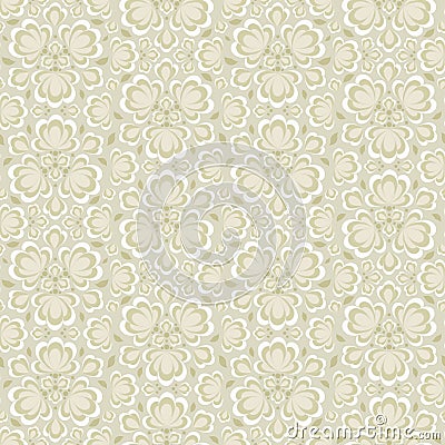 Seamless vector floral pattern with abstract flowers in monochrome light colors. Vintage background in baroque style Vector Illustration