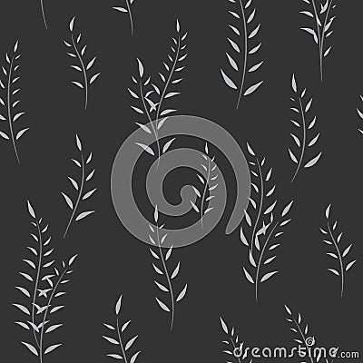 Seamless vector floral pattern with abstract small branches in black and white colors Vector Illustration
