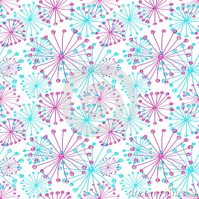 Seamless vector floral pattern. Colorful hand drawn background with abstract flowers. Vector Illustration