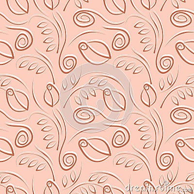 Seamless vector floral pattern. Decorative ornamental red background with flowers, leaves and decorative elements Vector Illustration