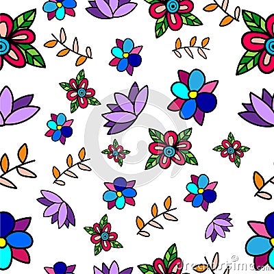 Seamless Vector flower pattern Vector Illustration