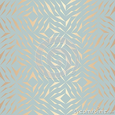 Seamless vector geometric golden element pattern. Abstract background copper texture on blue green. Simple minimalistic graphic Vector Illustration