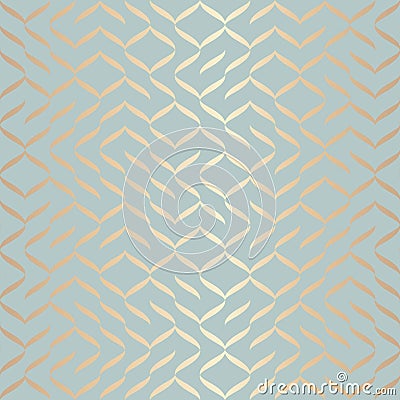 Seamless vector geometric golden element pattern. Abstract background copper texture on blue green. Simple minimalistic graphic Vector Illustration