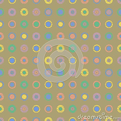 Seamless vector geometrical pattern with circles pastel endless background with hand drawn textured geometric figures. Graphic ill Vector Illustration