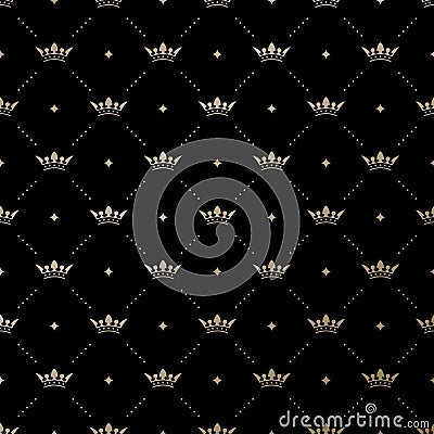 Seamless vector gold pattern with king crowns Vector Illustration