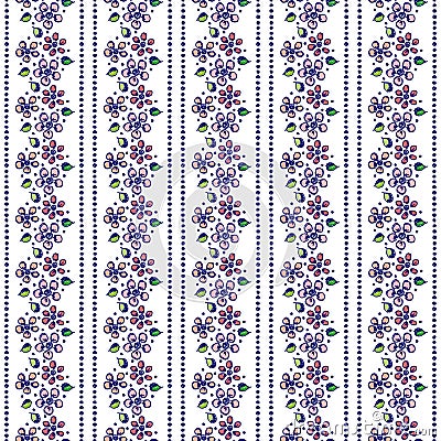 Seamless vector hand drawn floral pattern. Colorful Background with flowers, leaves. Decorative cute graphic line drawing illustra Vector Illustration