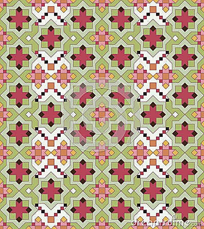 Seamless, Vector Image of Rectilinear Figures in Greenish and Brown Tones, Forming A Kind of Mosaic Pattern. Can Be Used in Design Vector Illustration