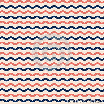 Seamless vector marine pattern with waves Vector Illustration