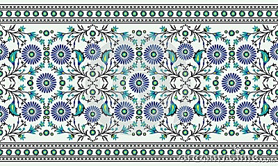 Seamless vector Mexican floral border Vector Illustration