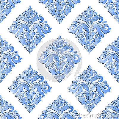 Seamless Vector Oriental Pattern With 3D Elements Vector Illustration