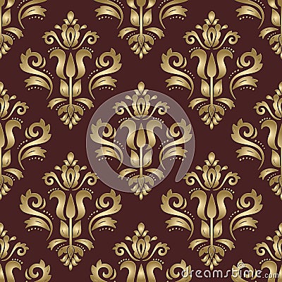 Seamless Vector Oriental Pattern With 3D Elements Vector Illustration