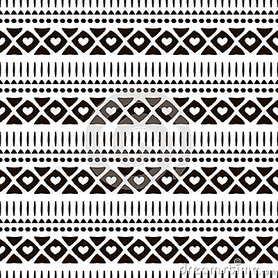 Seamless vector ornamental pattern. Hand drawn black and white geometric background with traditional ethnic motifs Inc painting Vector Illustration