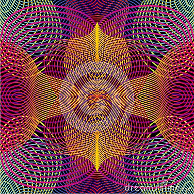 Seamless vector patten with hypnotize smooth line. Retro psychedelic background. Abstract vector gradient. Vector Illustration