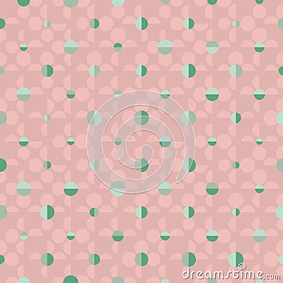 Seamless vector pattern with abstract geometric circle flowers with green centres. Vector Illustration