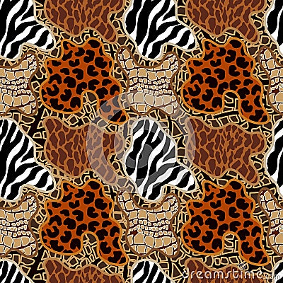 Seamless vector pattern with animal prints. Vector Illustration