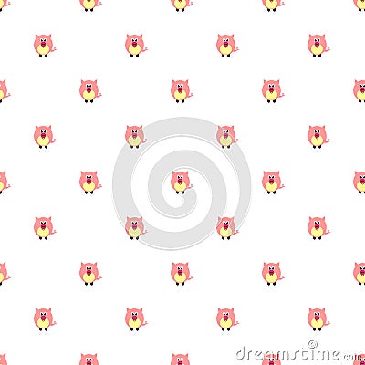 Seamless vector pattern with animals. Cute background with pink pigs on the white backdrop Vector Illustration