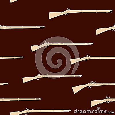 Seamless vector pattern with Antique Rifles Vector Illustration