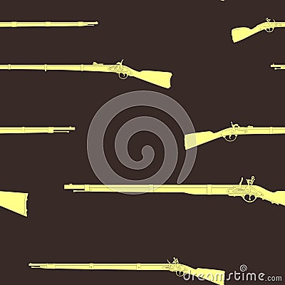 Seamless vector pattern with Antique Rifles Vector Illustration