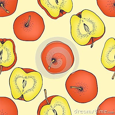 Seamless vector pattern - apples Vector Illustration