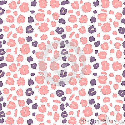 Cute seamless vector pattern background illustration with pink and violet animal print with leopard dots Vector Illustration