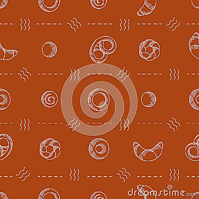 Seamless vector pattern with bakery products Vector Illustration