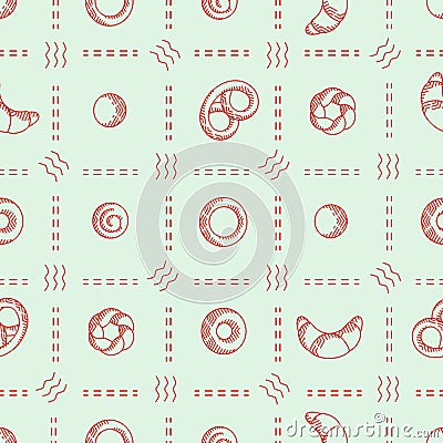 Seamless vector pattern with bakery products Vector Illustration