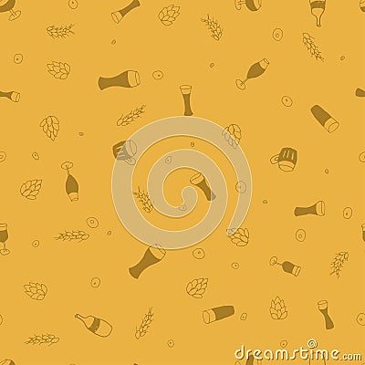 Seamless vector pattern with beer Vector Illustration