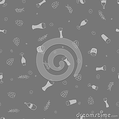 Seamless vector pattern with beer Vector Illustration