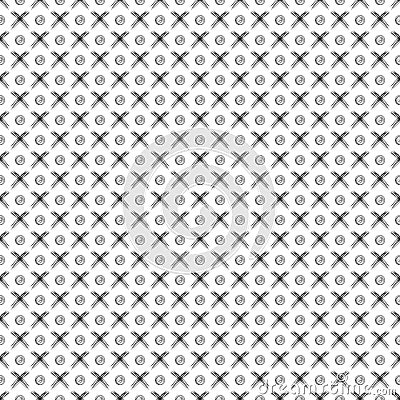 Seamless vector pattern. Black and white geometrical background with hand drawn circles and cross. Simple design Vector Illustration