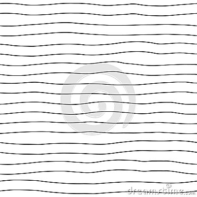 Seamless vector pattern. Black and white geometrical hand drawn background with horizontal lines. Simple print for background, wal Vector Illustration