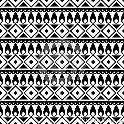 Seamless vector pattern. Black and white traditional etno background Vector Illustration