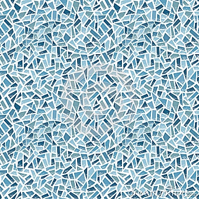 Seamless vector pattern. Blue clay broken mosaic, tiles waves Background. Vector Illustration