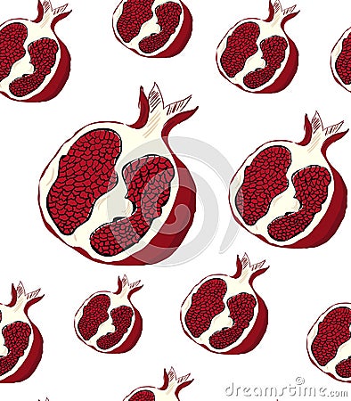 Seamless vector pattern bright pomegranates Vector Illustration