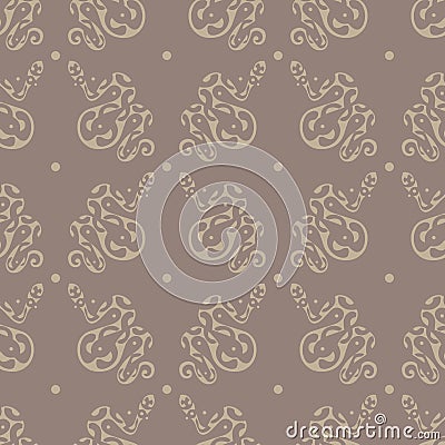 Seamless vector pattern with brown snakes in Maori style Stock Photo