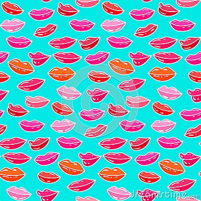 Seamless vector pattern candy shiny lips. Illustration of love, dating, marriage. Vector Illustration