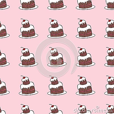 Seamless vector pattern of chocolate cakes Vector Illustration